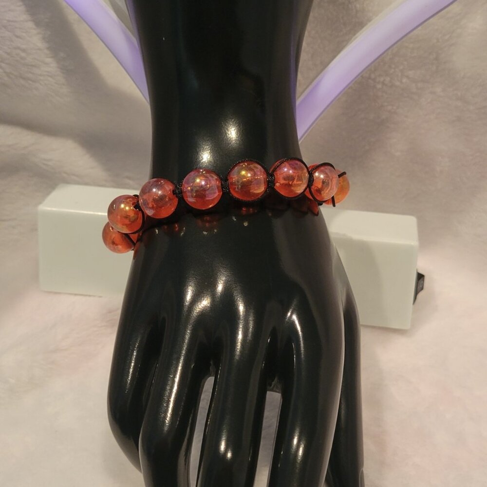 Pink and Black Adjustable Bracelet HANDMADE